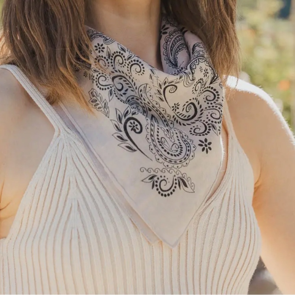 Beige Bandana Pattern Scarf